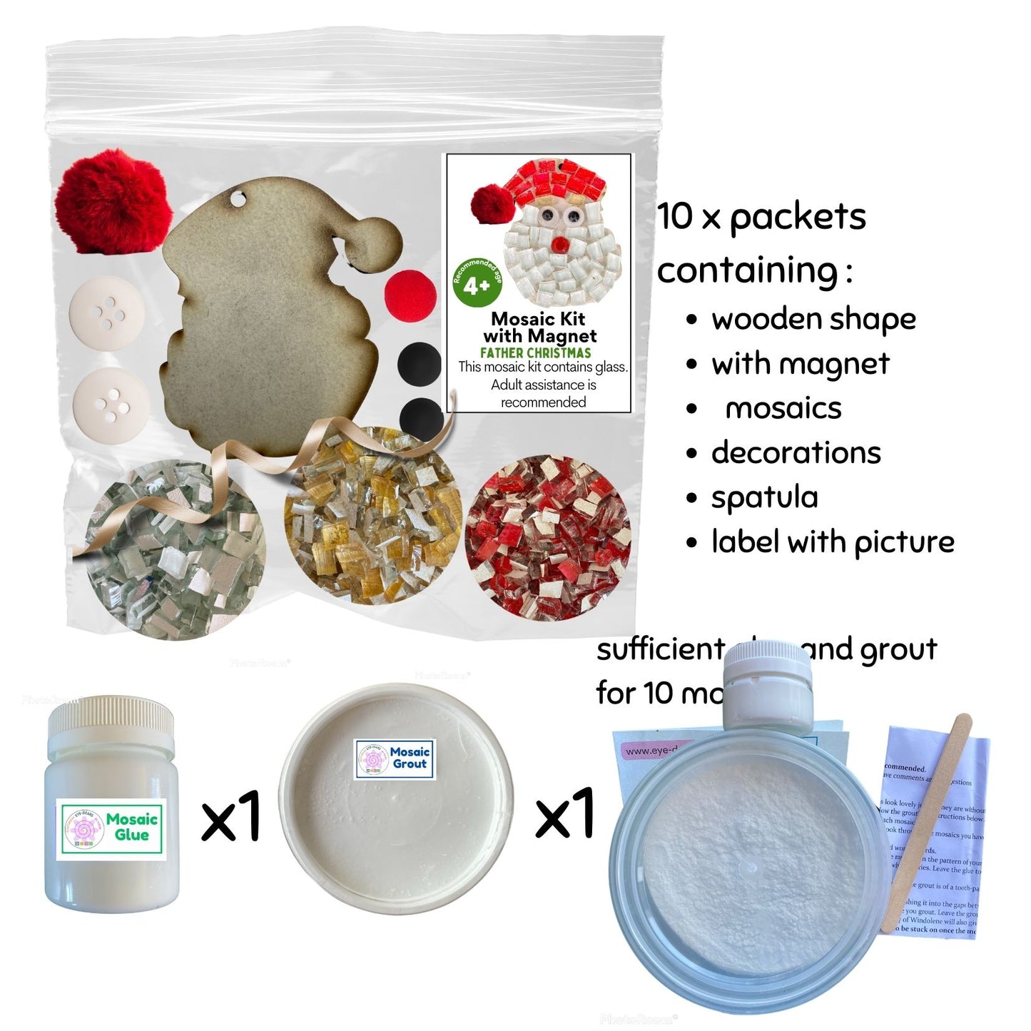 Mosaic Craft Kit with Magnet - Father Christmas (Small)
