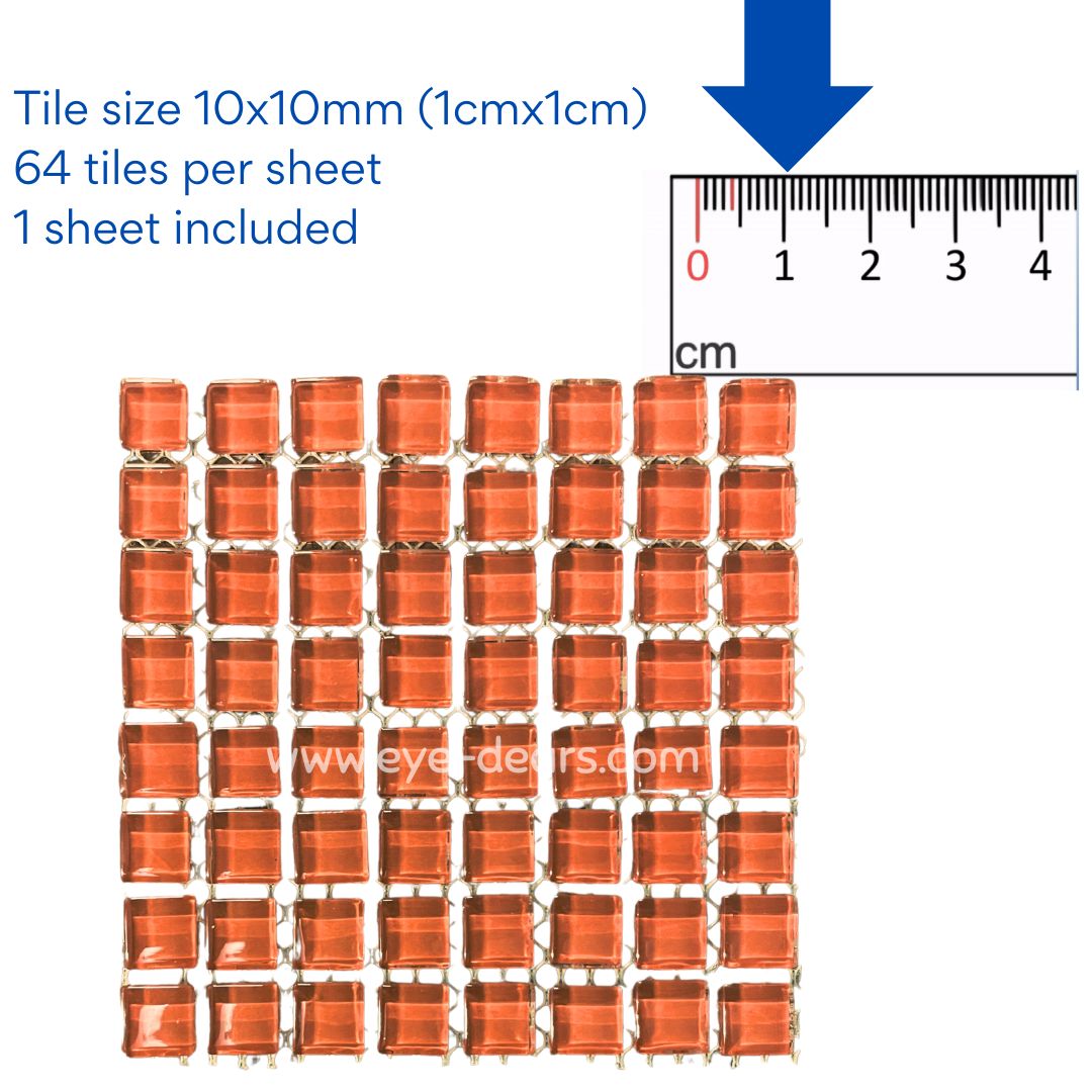 Mosaic Tiles - Orange Glass 10x10mm