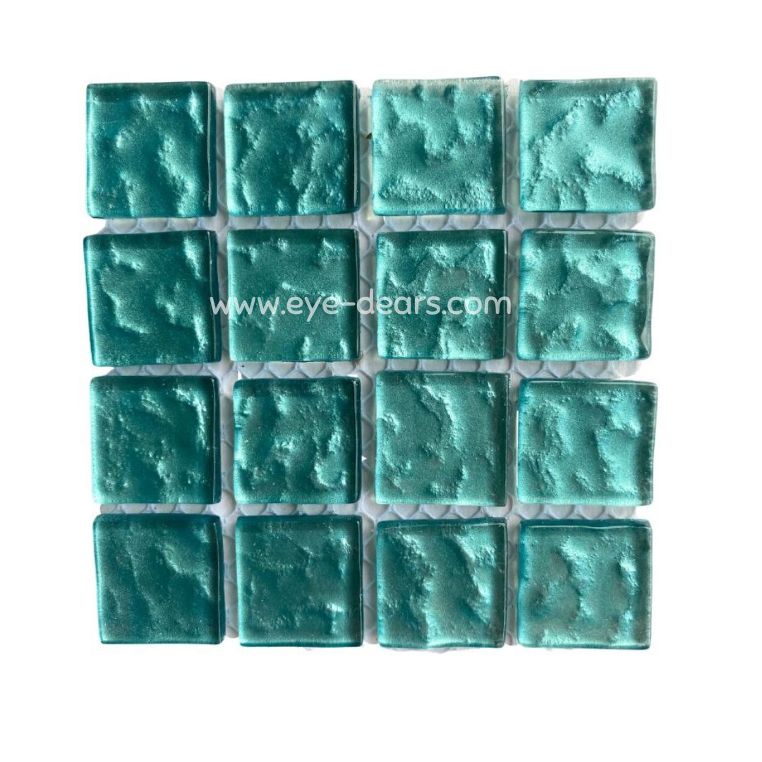 Mosaic Tiles - Single Sheet Turquoise Metallic Ripple 23x23mm
