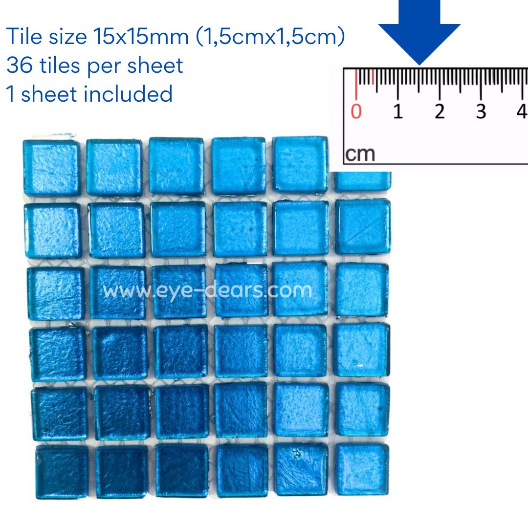 Mosaic Tiles - Single Sheet Turquoise Gold Leaf 15x15mm