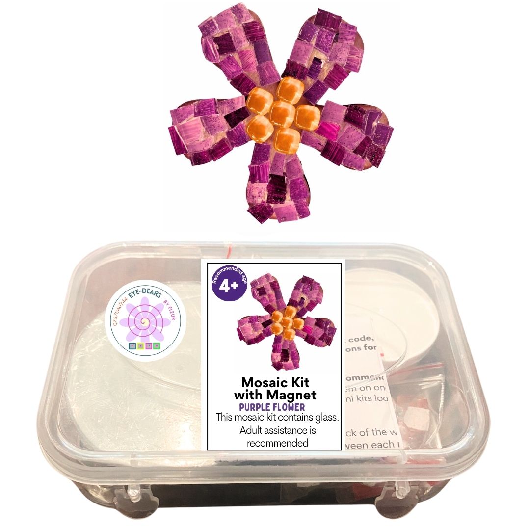 Mosaic Craft Kit with Magnet- Flower Purple (Small)