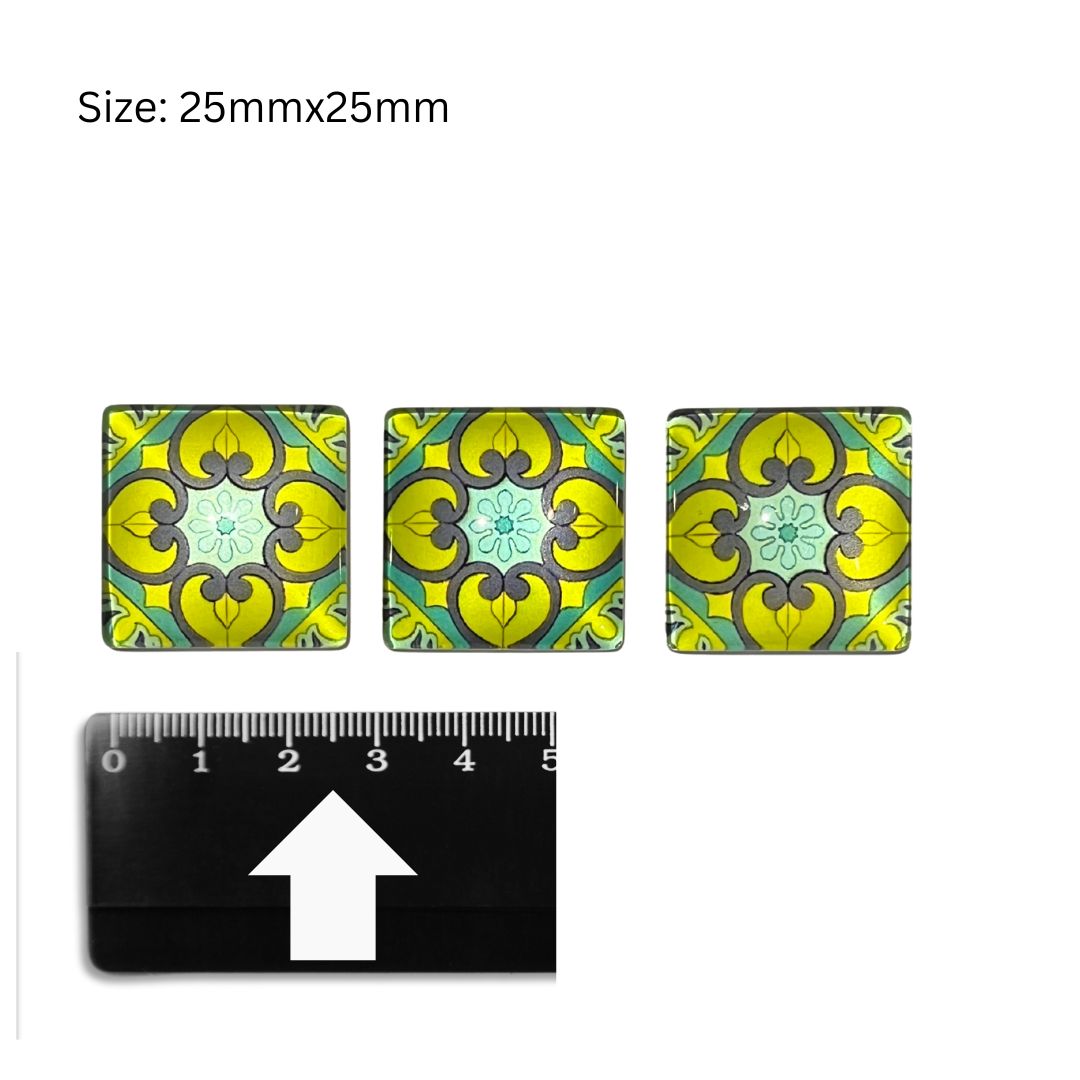 Glass Domed Inserts Mixed (J)- Set of 3 (25x25mm)