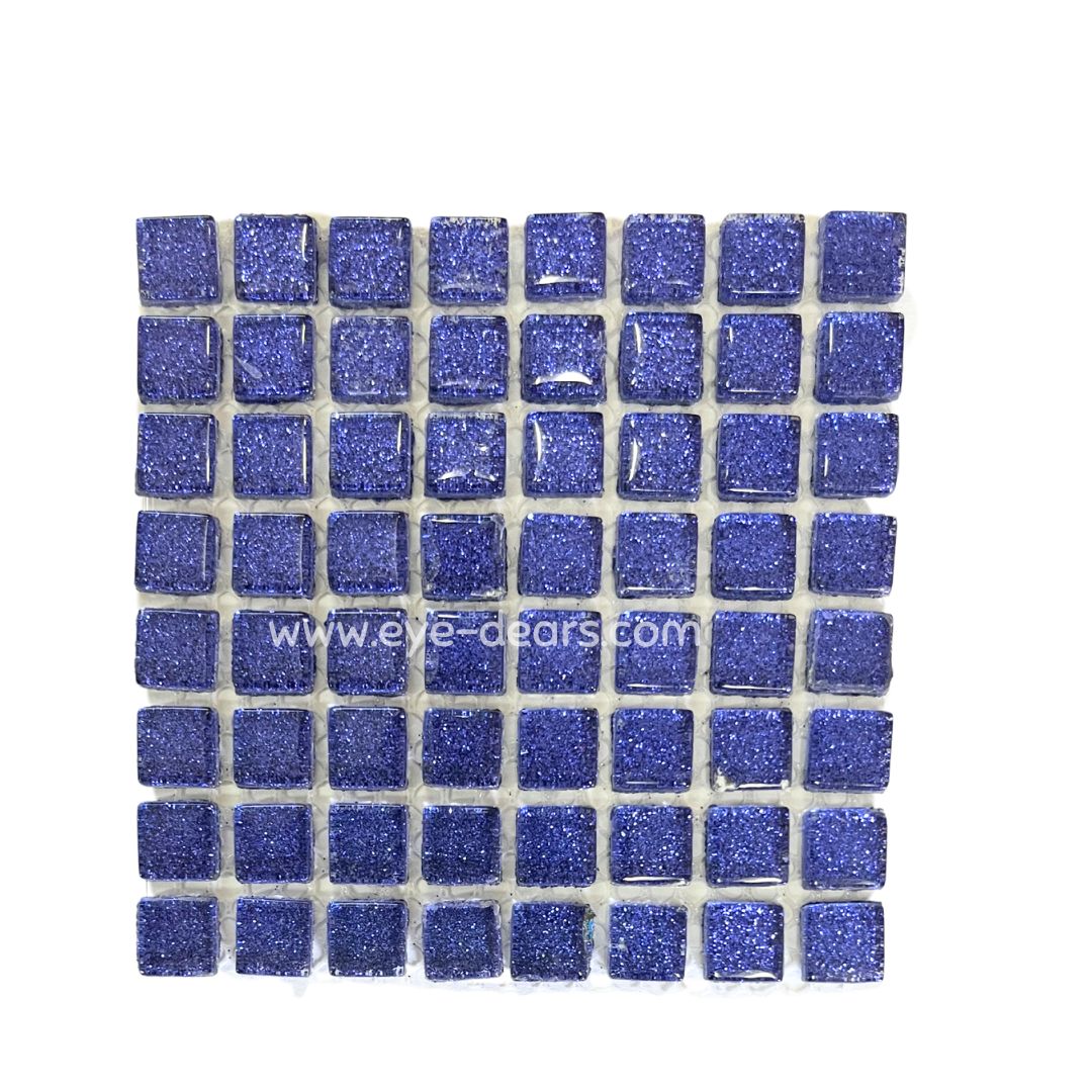 Mosaic Tiles - 10 x Craft Size Sheets of Deep Blue Glitter 10x10mm (small tiles for crafting)