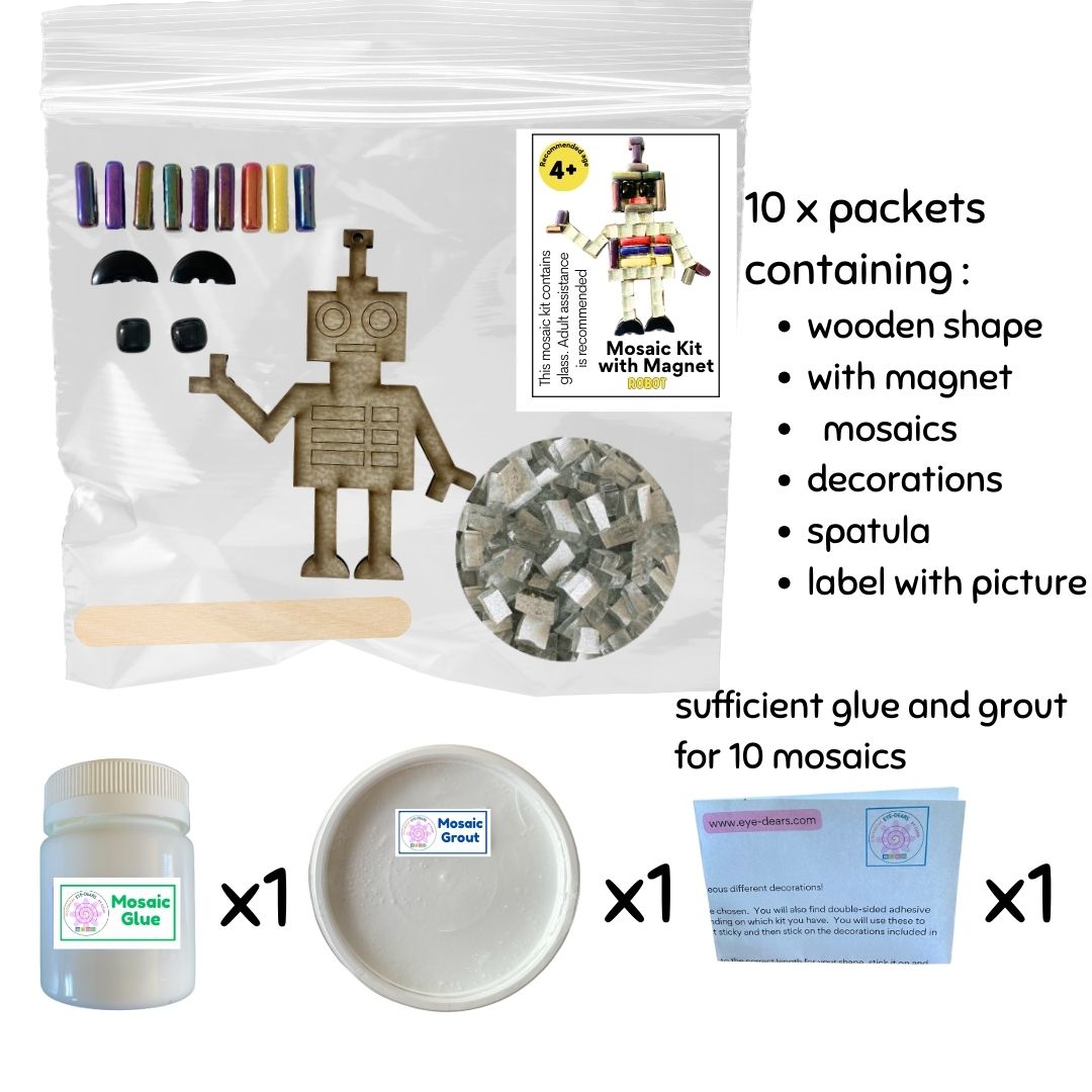 Mosaic Craft Kit with Magnet- Robot (Small)