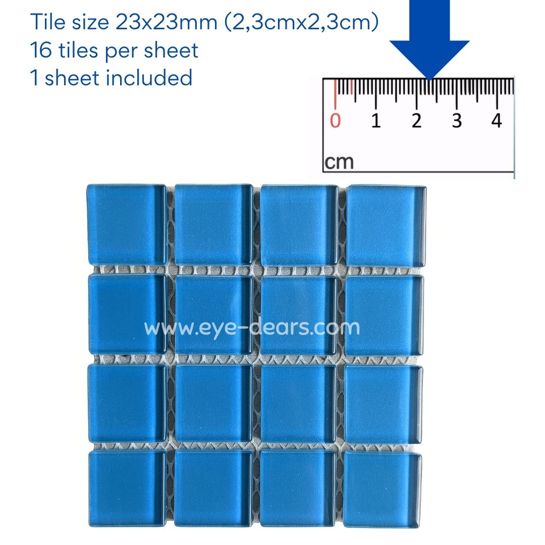 Mosaic Tiles - Single Sheet Petrol Blue Glass 23x23mm