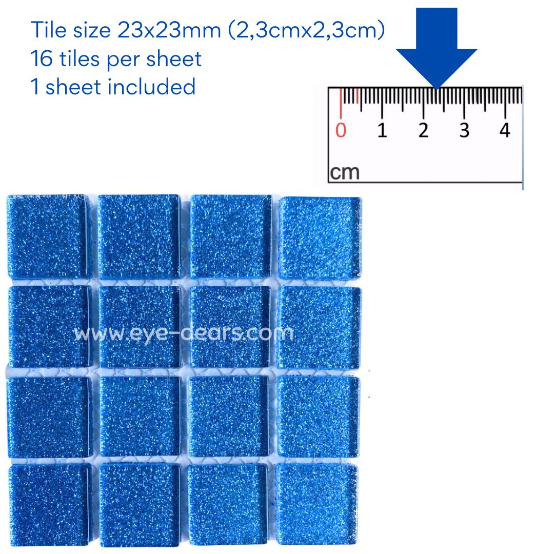 Mosaic Tiles - Single Sheet Ocean Turquoise Glitter 23x23mm