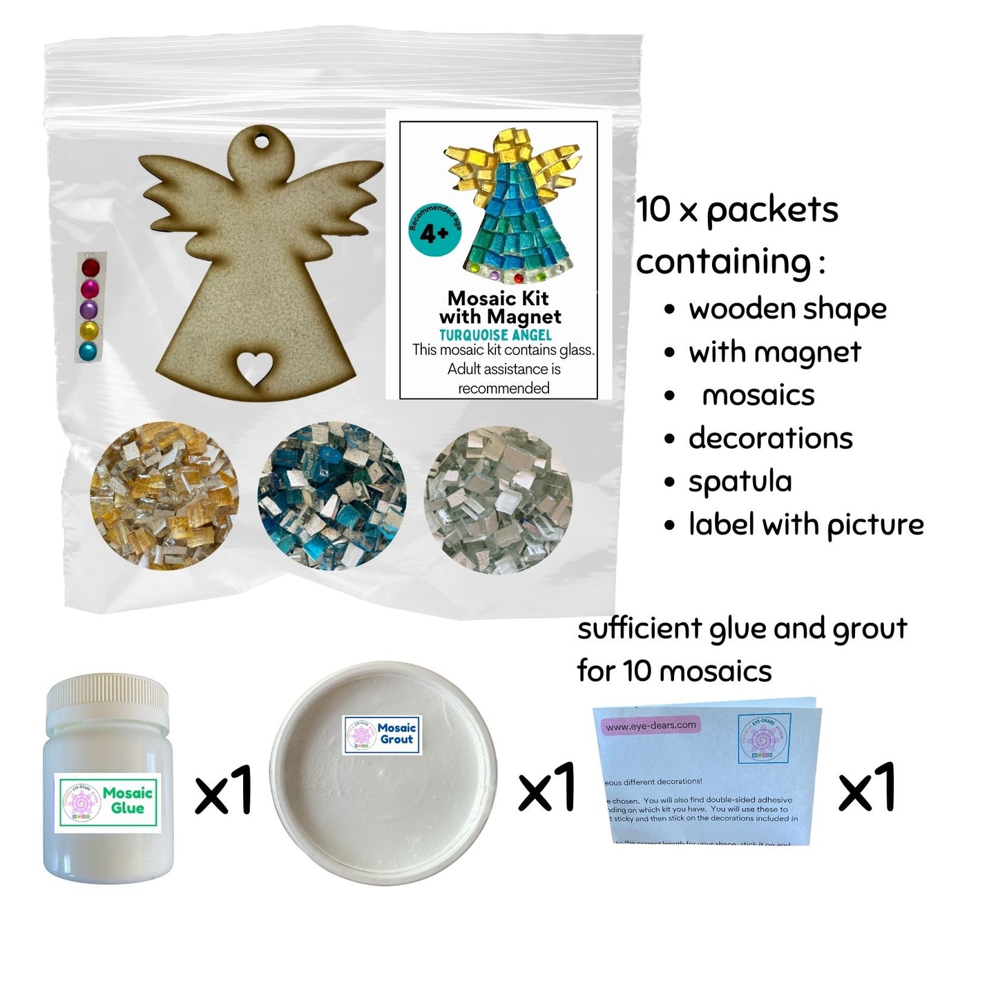 Mosaic Craft Kit with Magnet - Turquoise Angel Small)