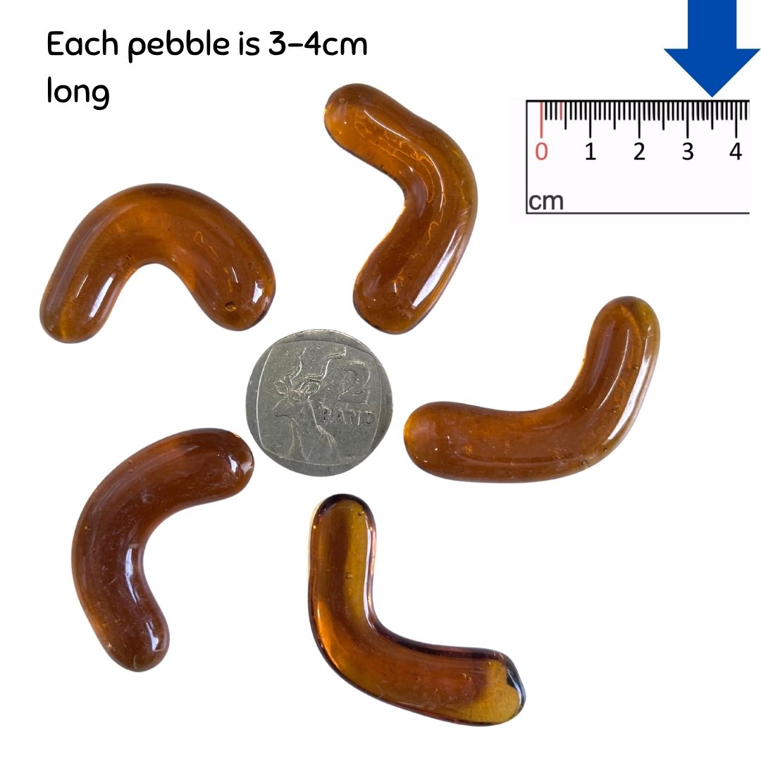 Brown Curl Glass Pebbles x 5