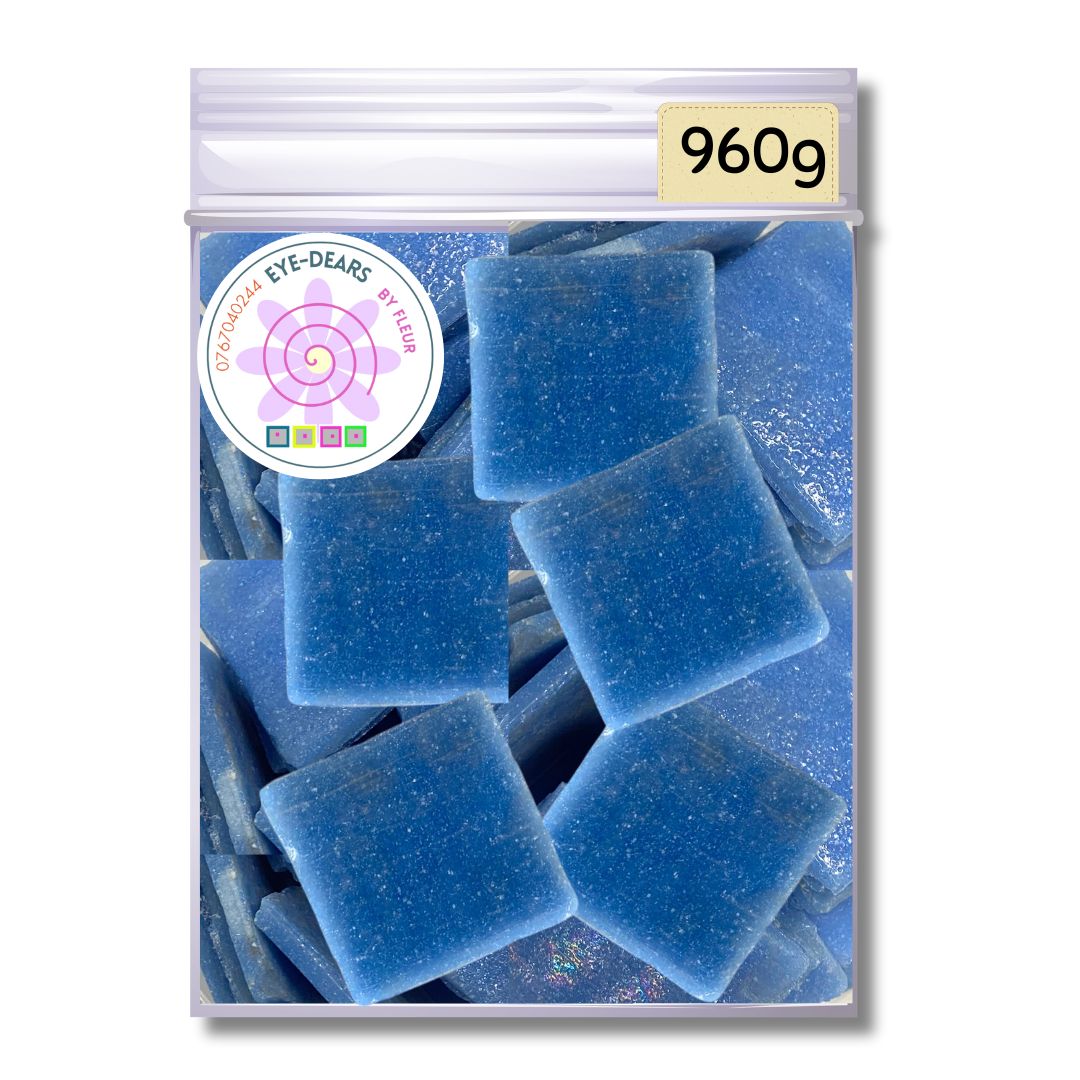 Mosaic Tiles Whole Rustic Sky Blue Squares 960g (small tiles for crafting)
