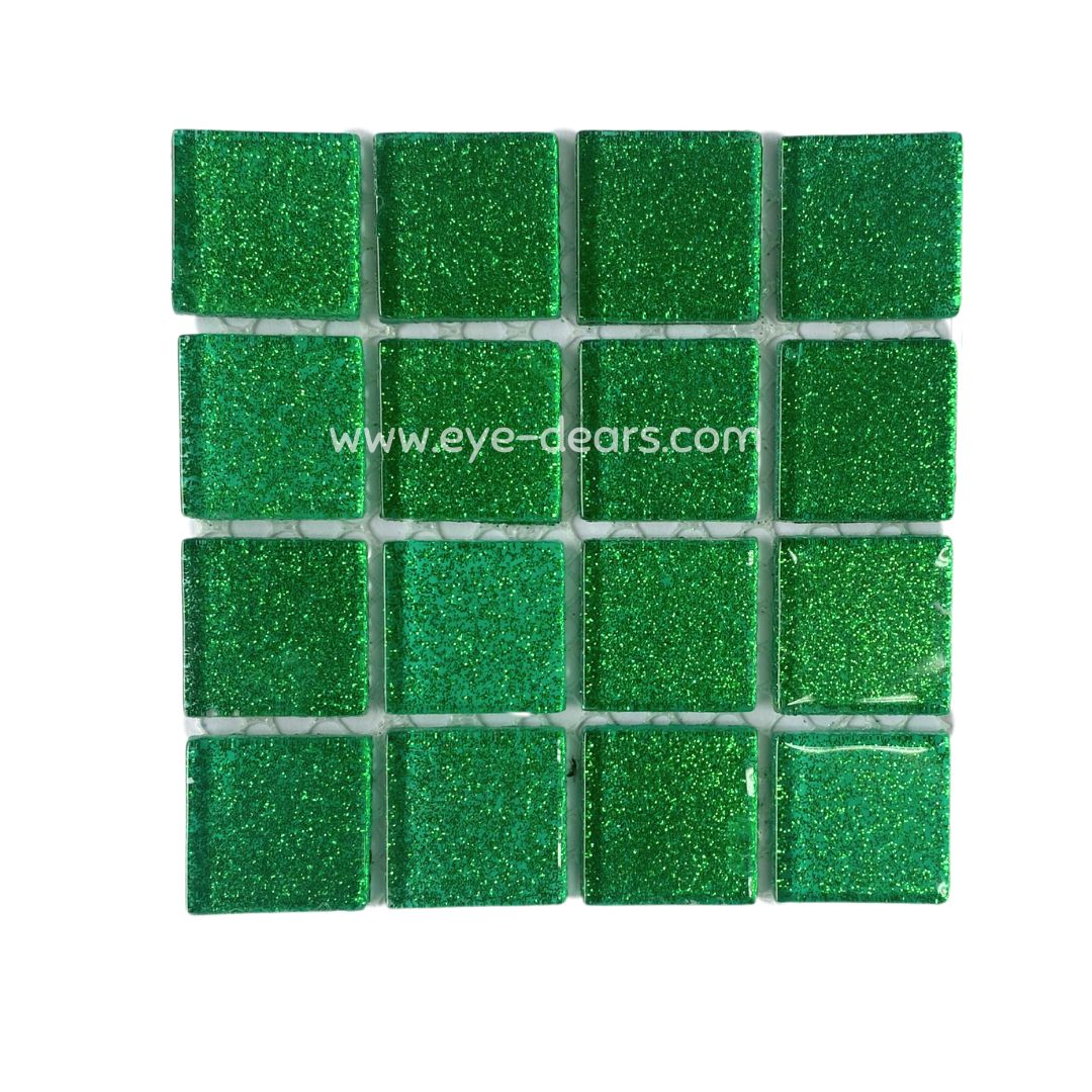 Mosaic Tiles - Single Sheet Emerald Green Glitter 23x23mm
