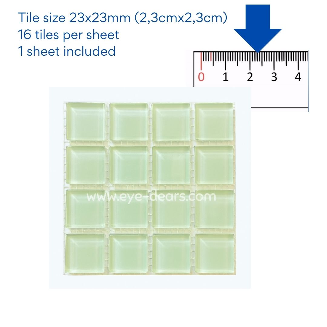 Mosaic Tiles - Single Sheet Cloudy Lime Glass 23x23mm