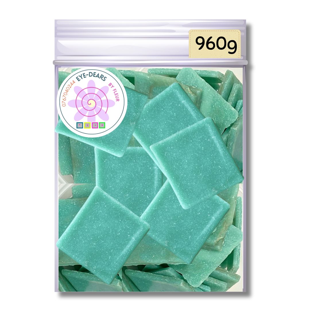 Mosaic Tiles Rustic Whole Soft Turquoise Square 960g (small tiles for crafting)
