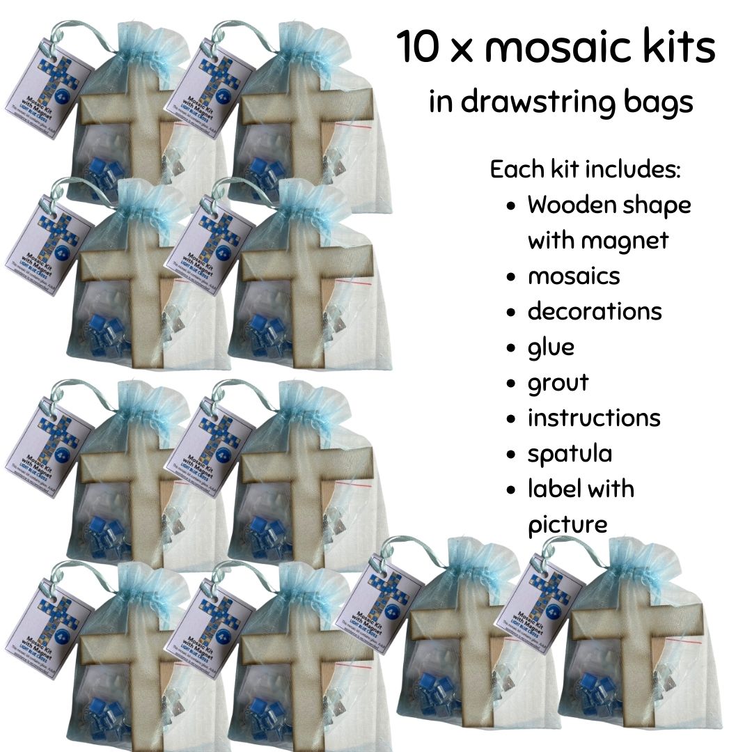 Mosaic Craft Kit with Magnet-Light Blue Cross (Small)
