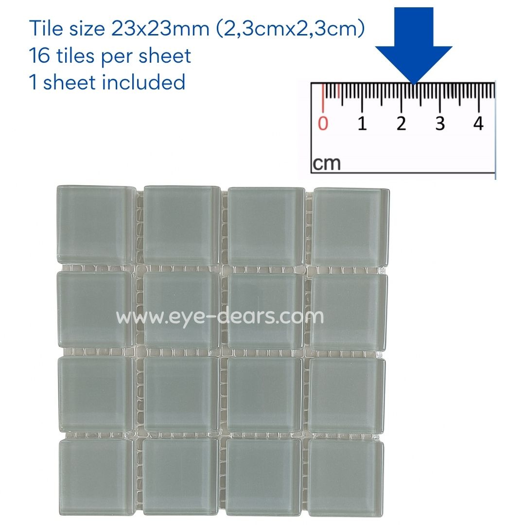 Mosaic Tiles - 10 x sheets of Dove Grey Glass 23x23mm