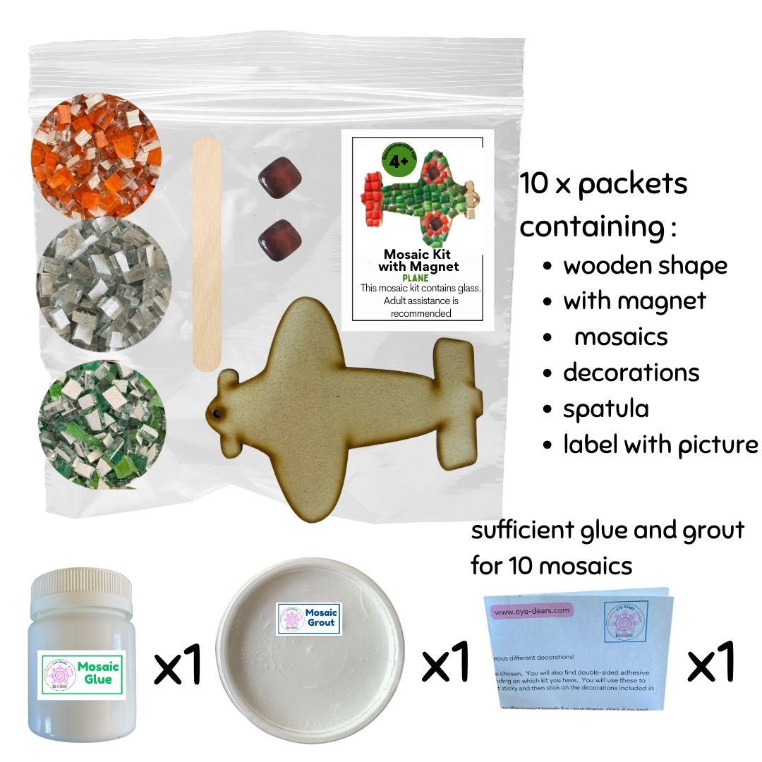 Mosaic Craft Kit with Magnet- Plane (Small)