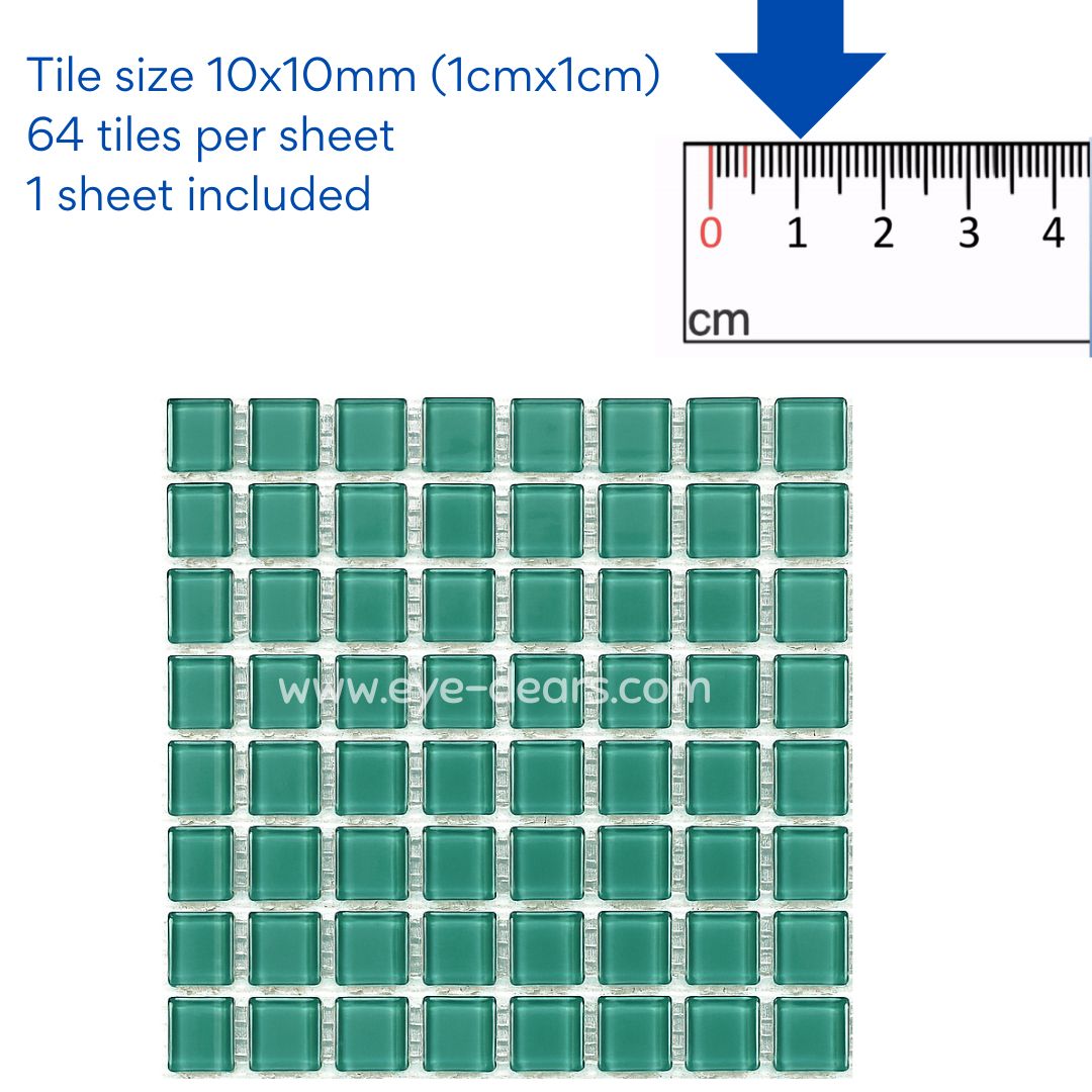 Mosaic Tiles - 10 x sheets of turquoise Glass 10x10mm