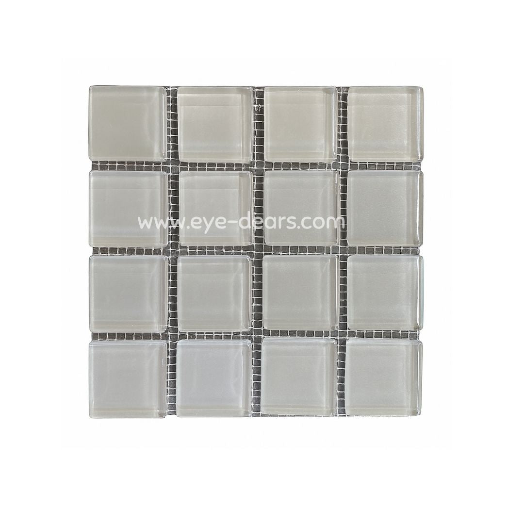 Mosaic Tiles - Single Sheet Light Grey Glass 23x23mm