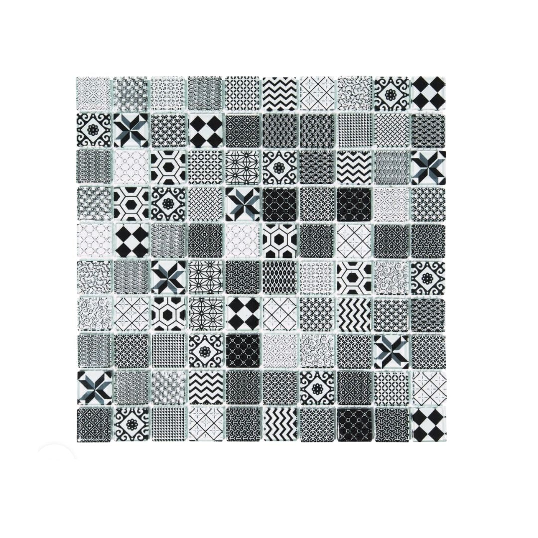 Decor Tiles - Black Patterned Glass 23mm