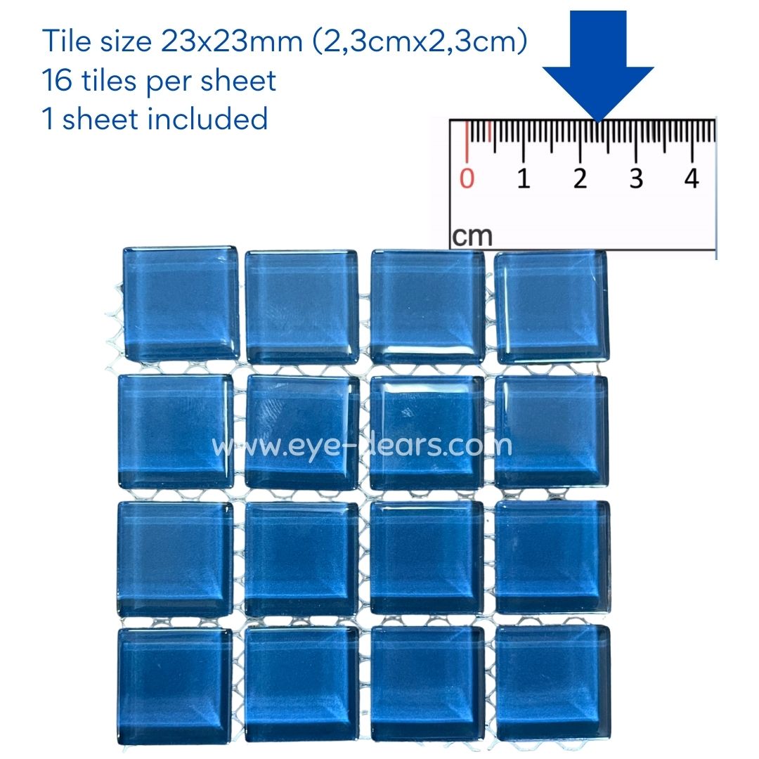 Mosaic Tiles - Single Sheet Storm Blue Glass 23x23mm