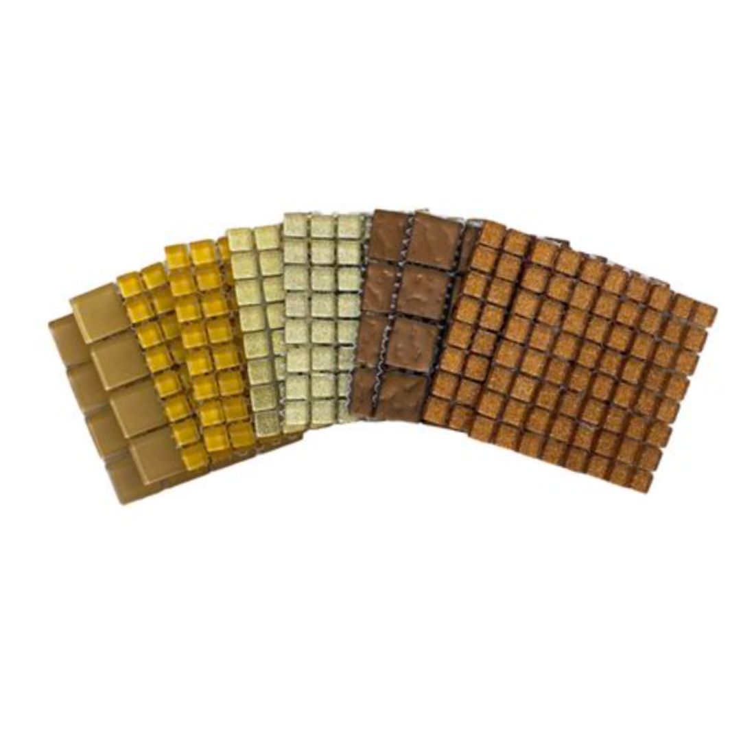 Mosaic Tiles - 10 x sheets of Brown, Gold, Yellow and Cream