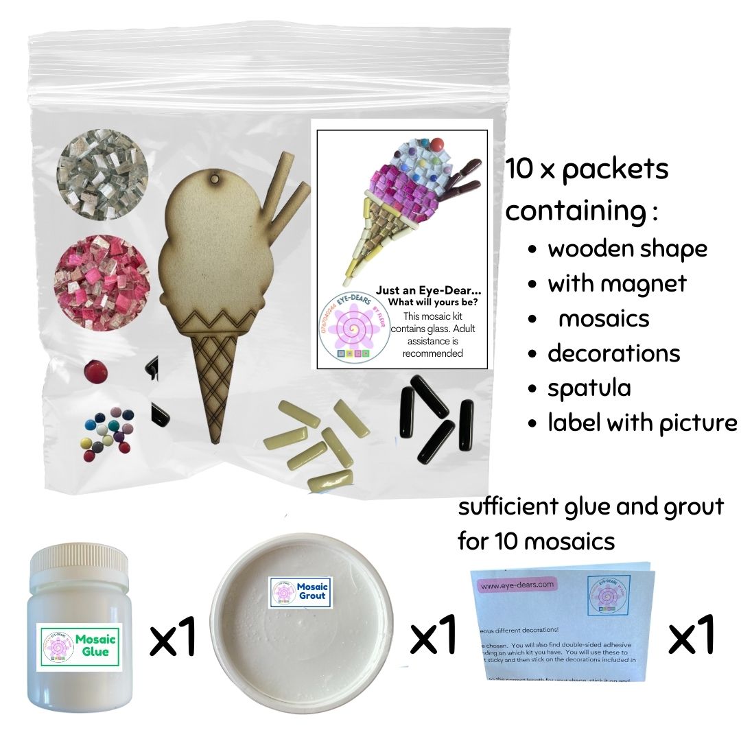 Mosaic Craft Kit with Magnet - Ice Cream (Medium)