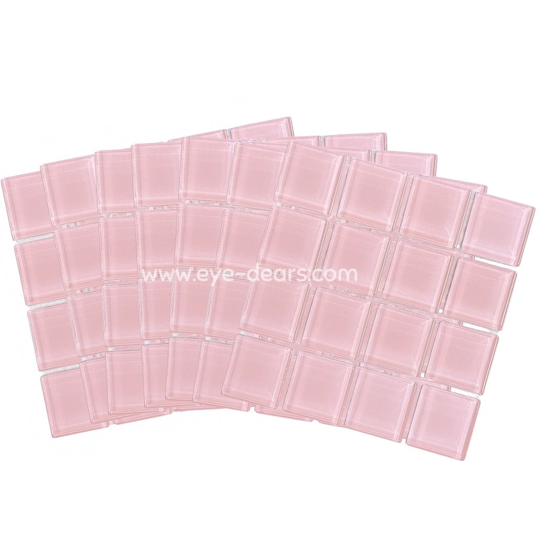 Mosaic Tiles - 10 x sheets of Soft Pink Glass 23x23mm