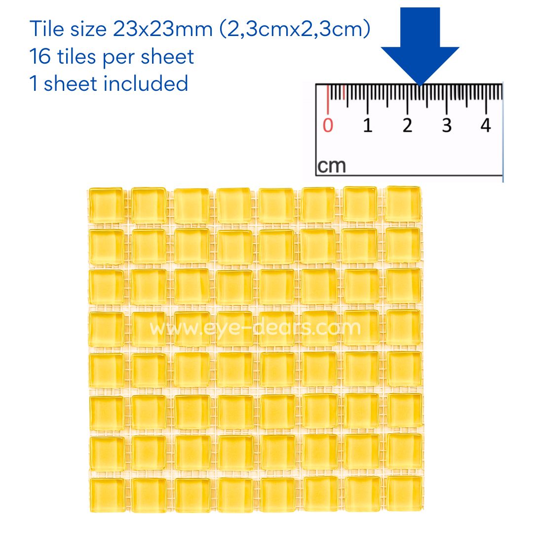 Mosaic Tiles - 10 x sheets of Yellow Summer Sun Glass 10x10mm