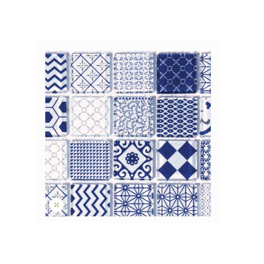 Decor Tiles - Blue Patterned Glass 23mm