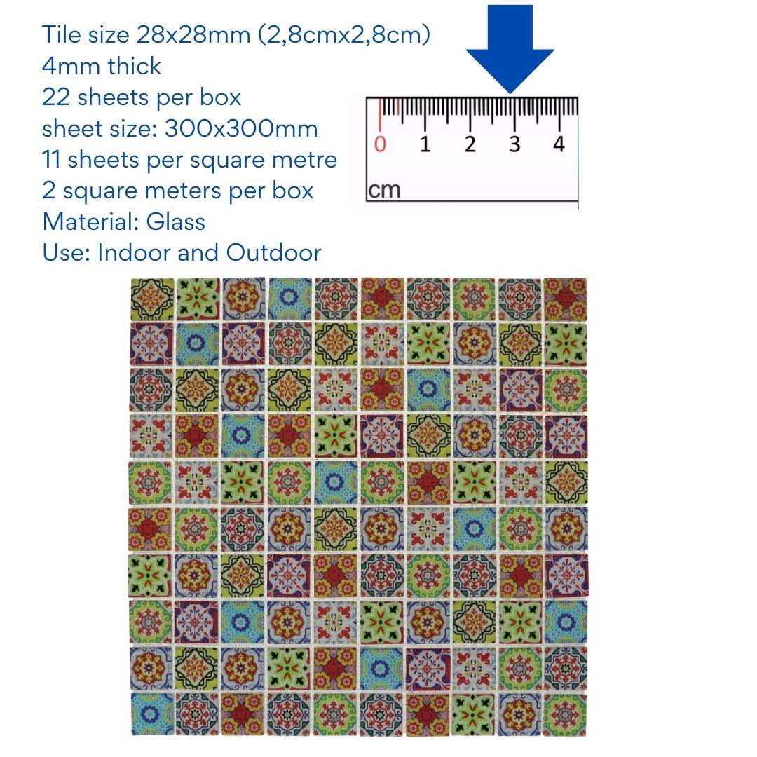 Decor Tiles - Mixed Patterned Glass 23mm