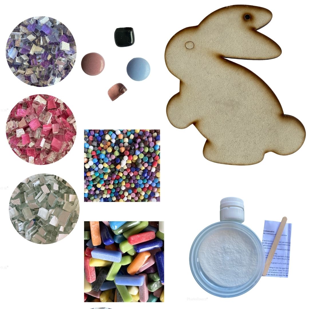 Mosaic Craft Kit with Magnet - Floral Easter Bunny (Medium)