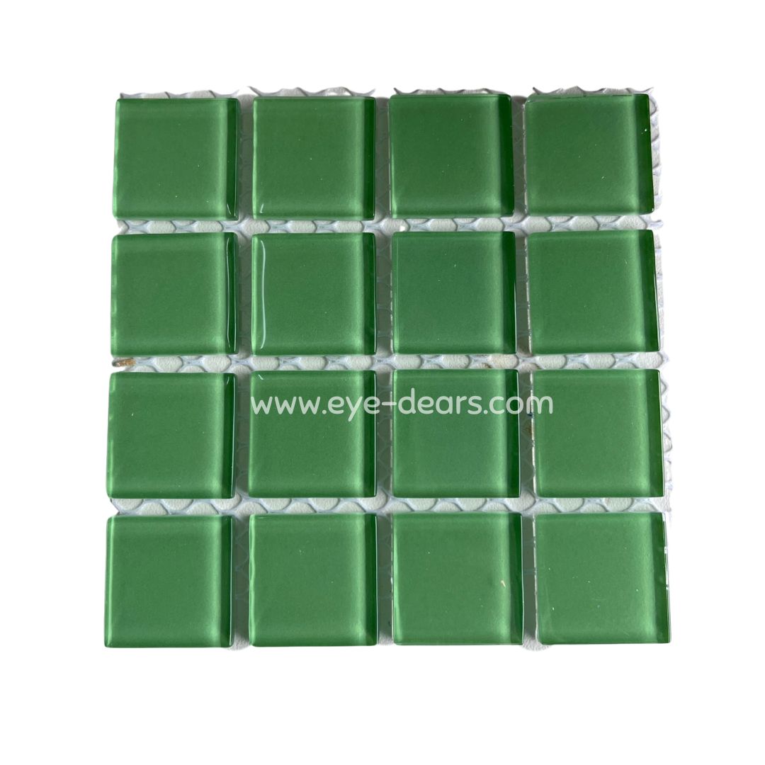 Mosaic Tiles - 10 x Craft Size Sheets of Shamrock Green Glass 25x25mm