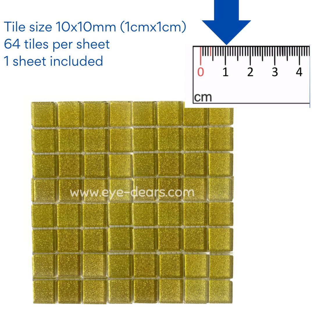 Mosaic Tiles - 10 x sheets of Summer Sun Gold Glitter (10x10mm)