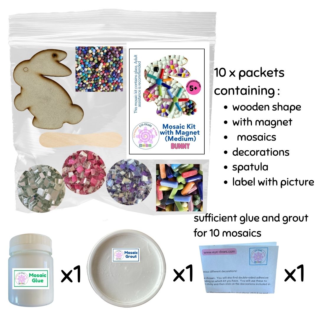 Mosaic Craft Kit with Magnet - Floral Easter Bunny (Medium)