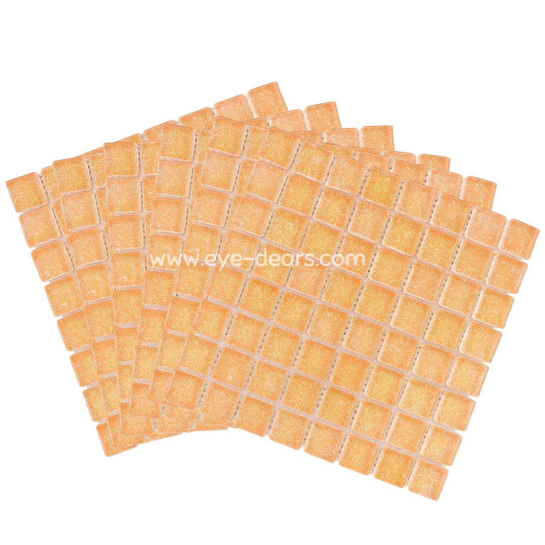Mosaic Tiles - 10 x sheets of Orange Glitter (10x10mm)