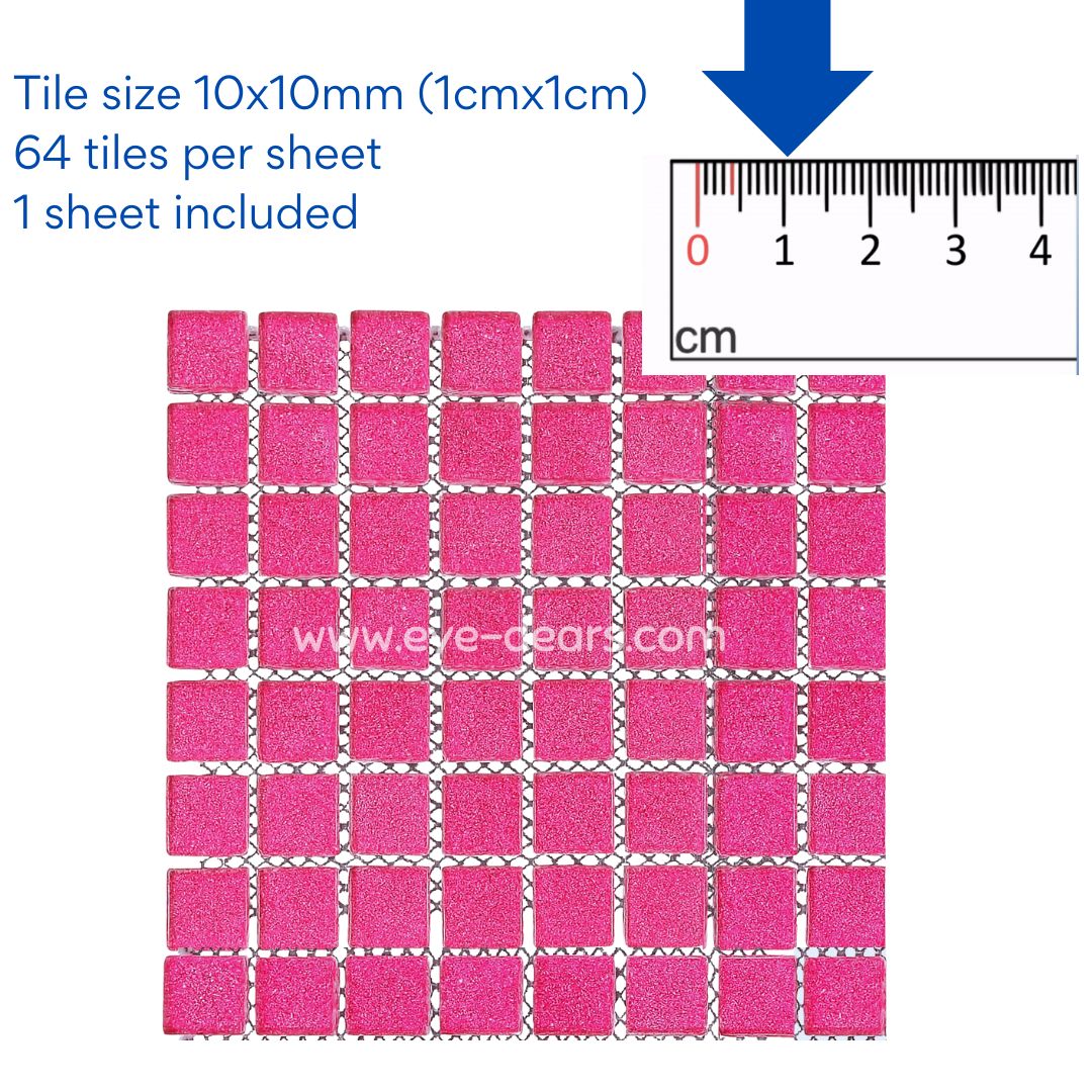 Mosaic Tiles- Single Fuchsia Pink Glitter (10x10mm)