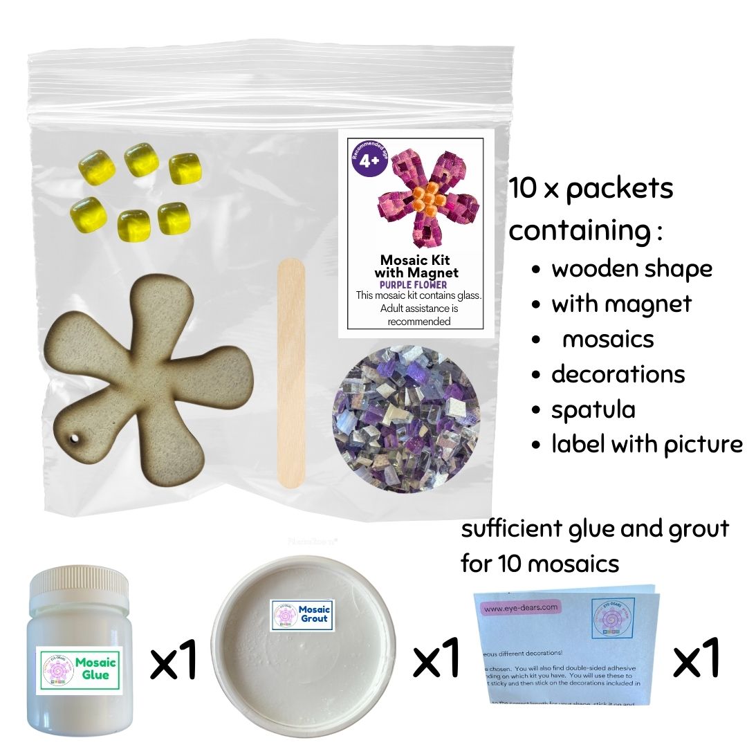 Mosaic Craft Kit with Magnet- Flower Purple (Small)