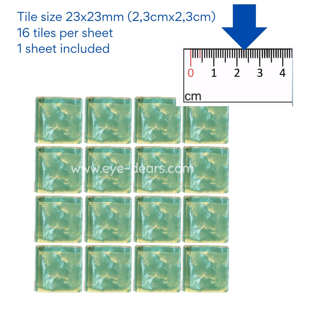 Mosaic Tiles - 10 x sheets of Sea Green Metallic Ripple 23x23mm