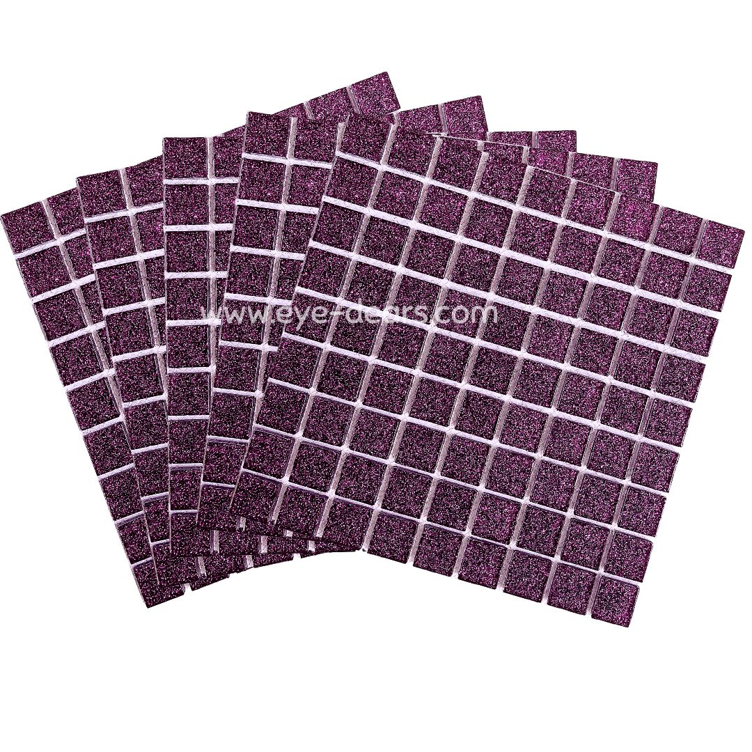 Mosaic Tiles - 10 x sheets of Purple Glitter (10x10mm)