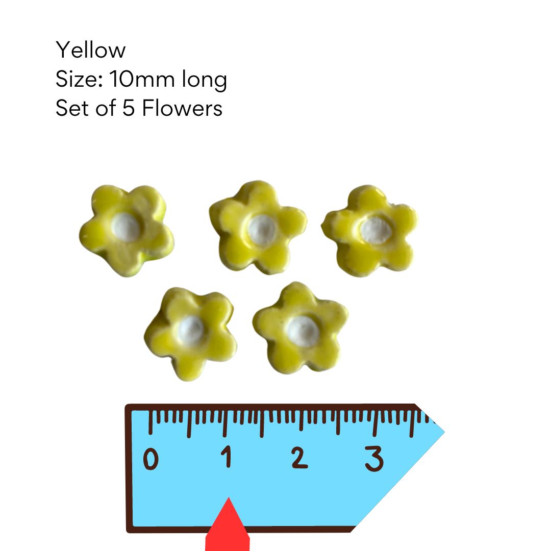 Flower 2 - set of 5 pottery flowers(10mm)