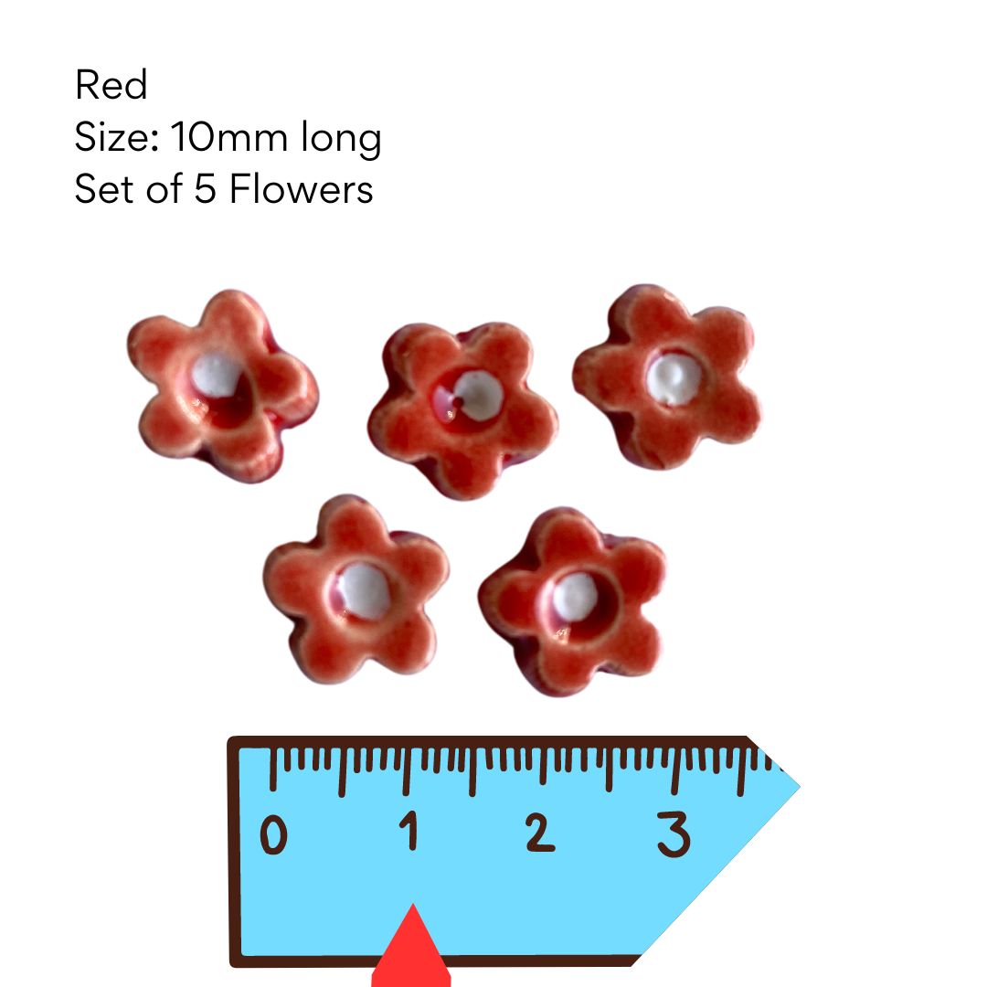Flower 2 - set of 5 pottery flowers(10mm)