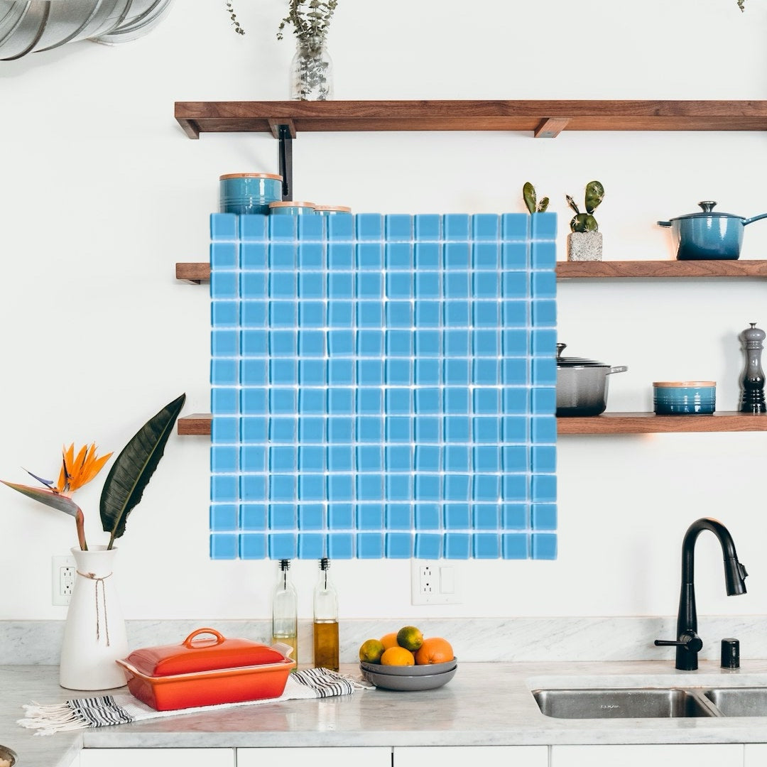 Decor Tiles - Baby Blue Glass 23x23mm