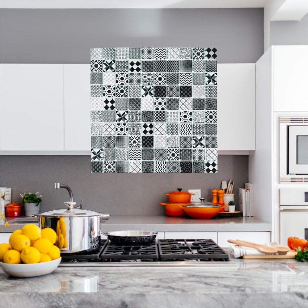 Decor Tiles - Black Patterned Glass 23mm