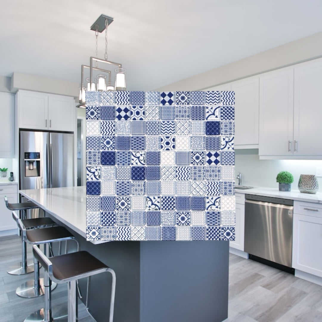Decor Tiles - Blue Patterned Glass 23mm