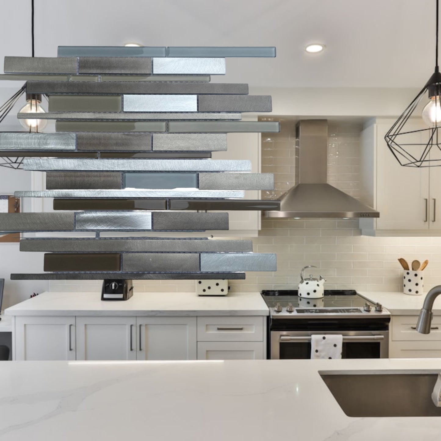 Decor Tiles -Glass and Aluminium Brown Mix