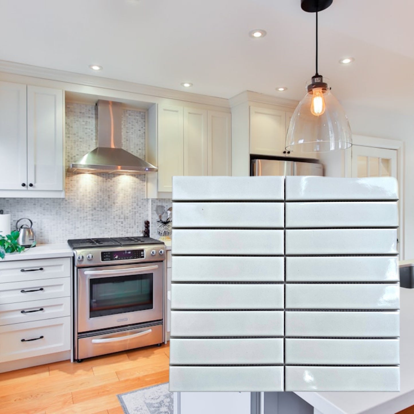 Decor Tiles -Glazed Mosaic Strip White