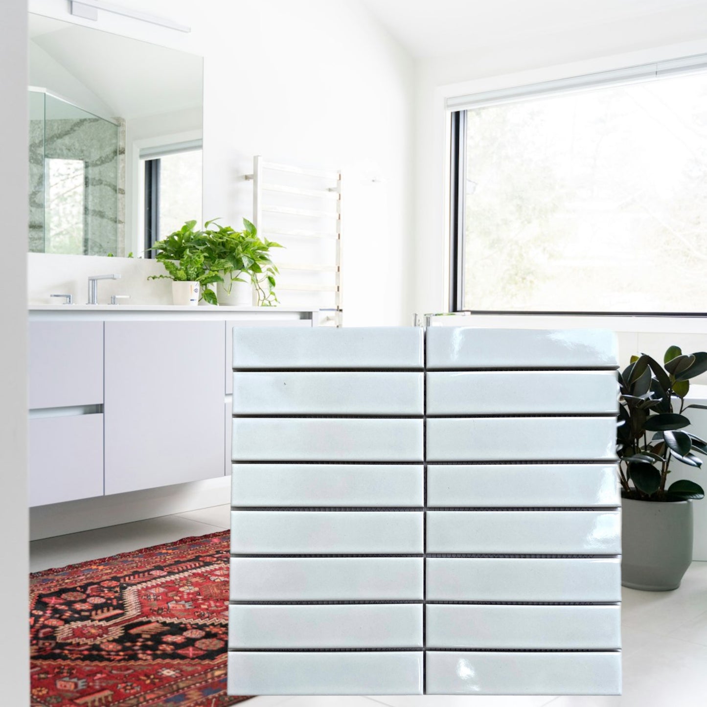 Decor Tiles -Glazed Mosaic Strip White