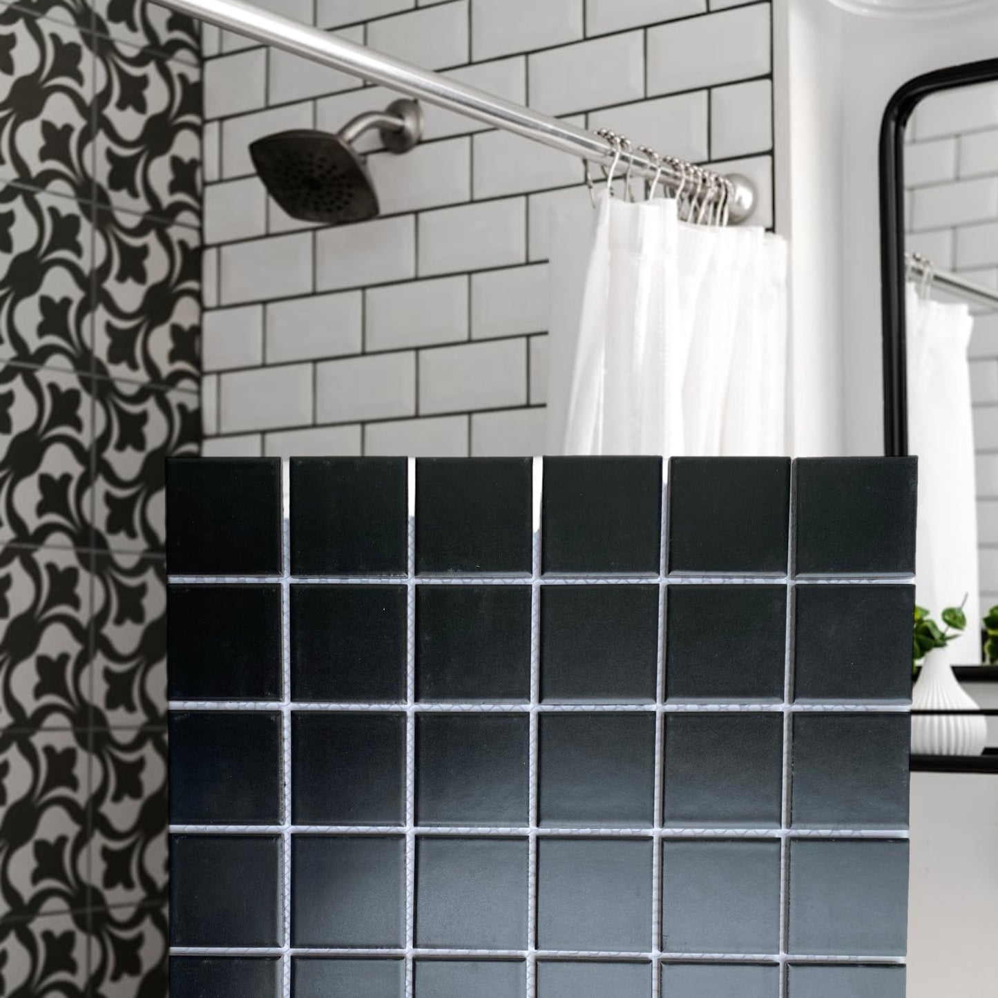 Decor Tiles -Glazed Mosaic Matt Black