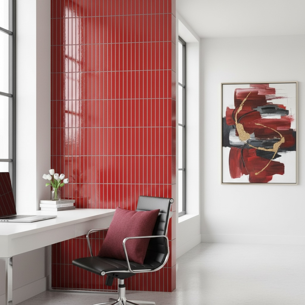 Decor Tiles - Porcelain Mini Strips Red