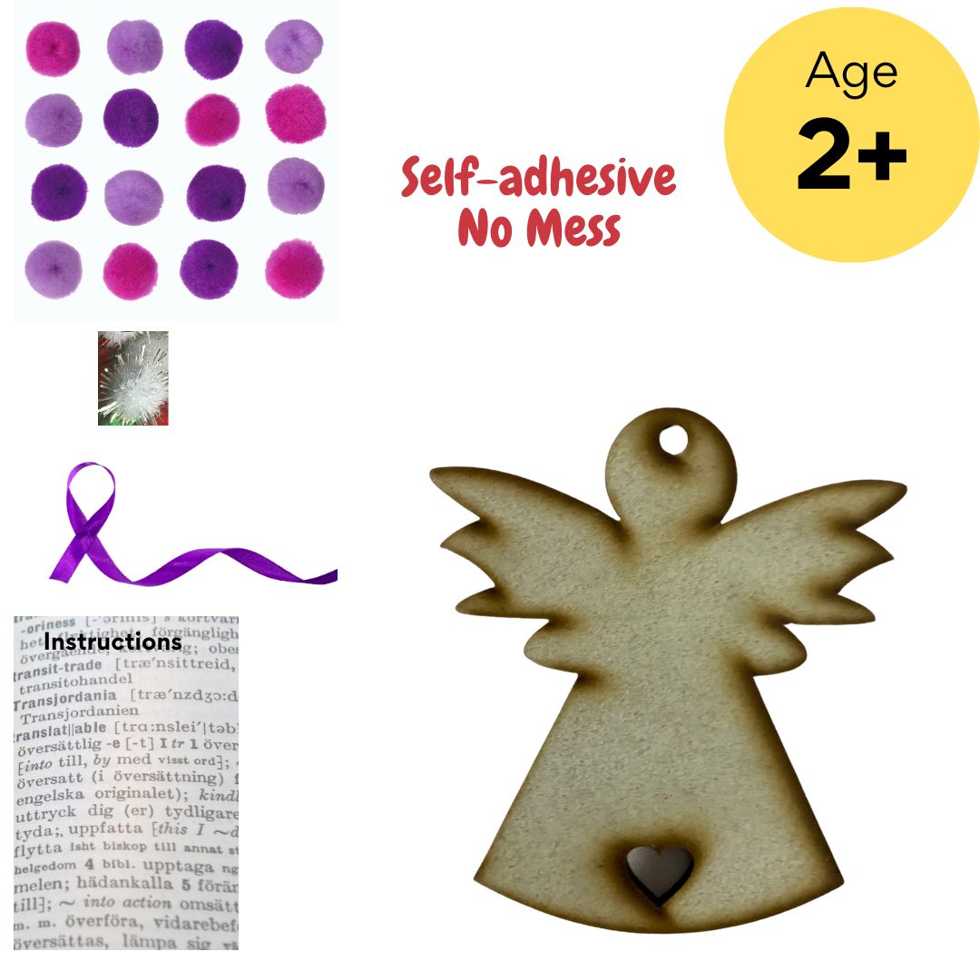 Pom-Pom Art - Xmas Decoration - Angel (Purple)
