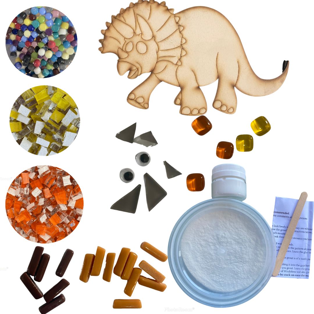 Mosaic Craft Kit with Magnet - Triceratops Dinosaur (Medium)